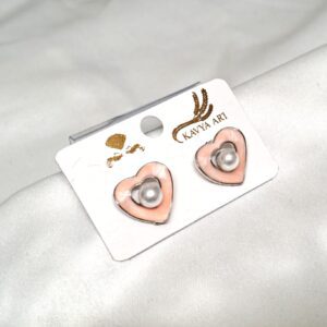 Trendy korean Heartine Earring with White Bead