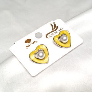 Trendy korean Heartine Earring with White Bead