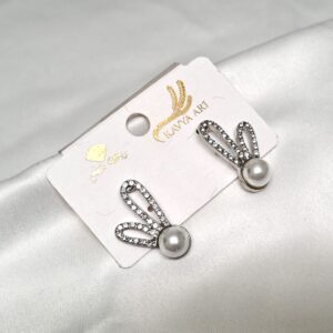 Trendy korean Earring with White Stone