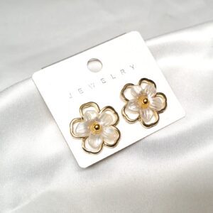 Trendy korean Floral Earring with White Stone
