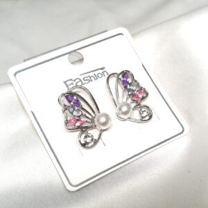 Trendy korean Butterfly Earring with Multiple Stone