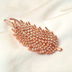 Beautiful golden Stone Work Leaf  Korean Hair pins