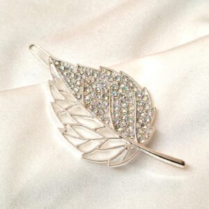 Beautiful Silver Color Stone Work Leaf Korean Hair pins