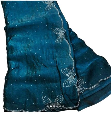 CC Trendy Peacock Blue Colour Space Silk Saree With Running Blouse