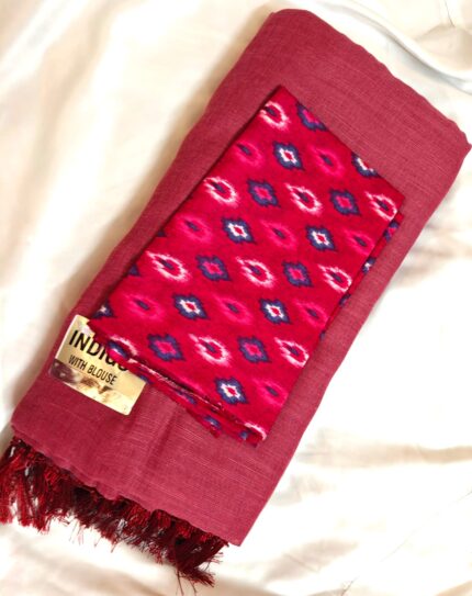 CC Trendy  Linen Cotton Saree With  Blouse