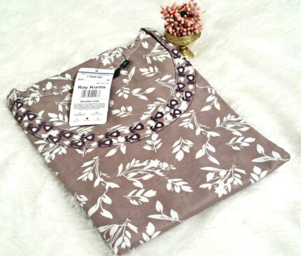 CC Branded Rayon Straight Kurti :  Sleeve 3/4 , Length 42 Inch