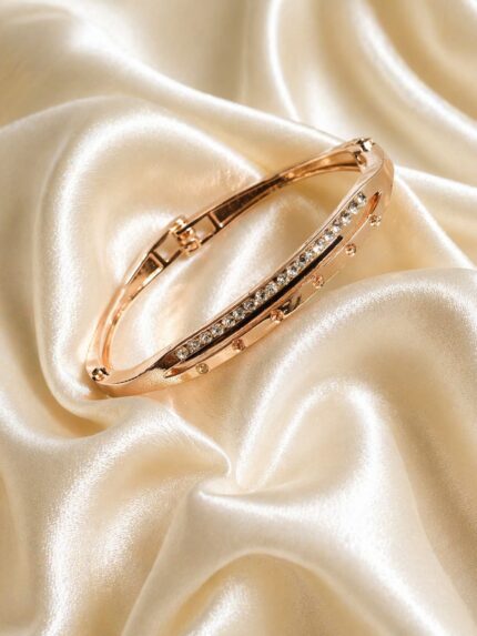 CC Trendy Premium Quality Rose Gold Bracelet with Beautiful white Stones