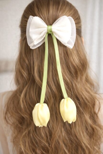 CC Trendy And Stylish Tulip Bow Clip ( Cream Color )