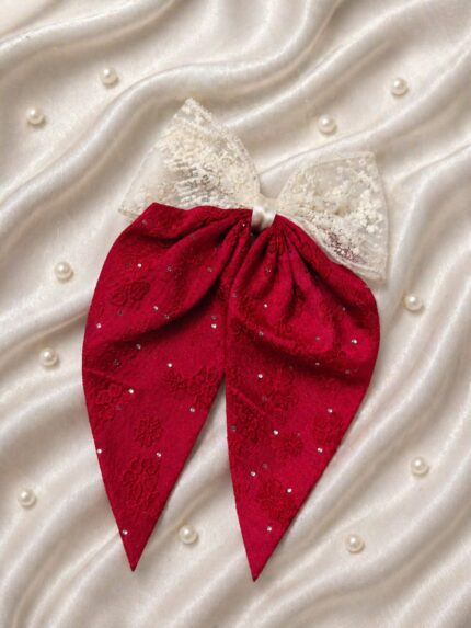 CC Trendy And stylish Embroidery Bow Clip