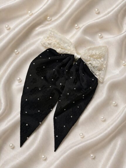 CC Trendy And stylish Embroidery Bow Clip